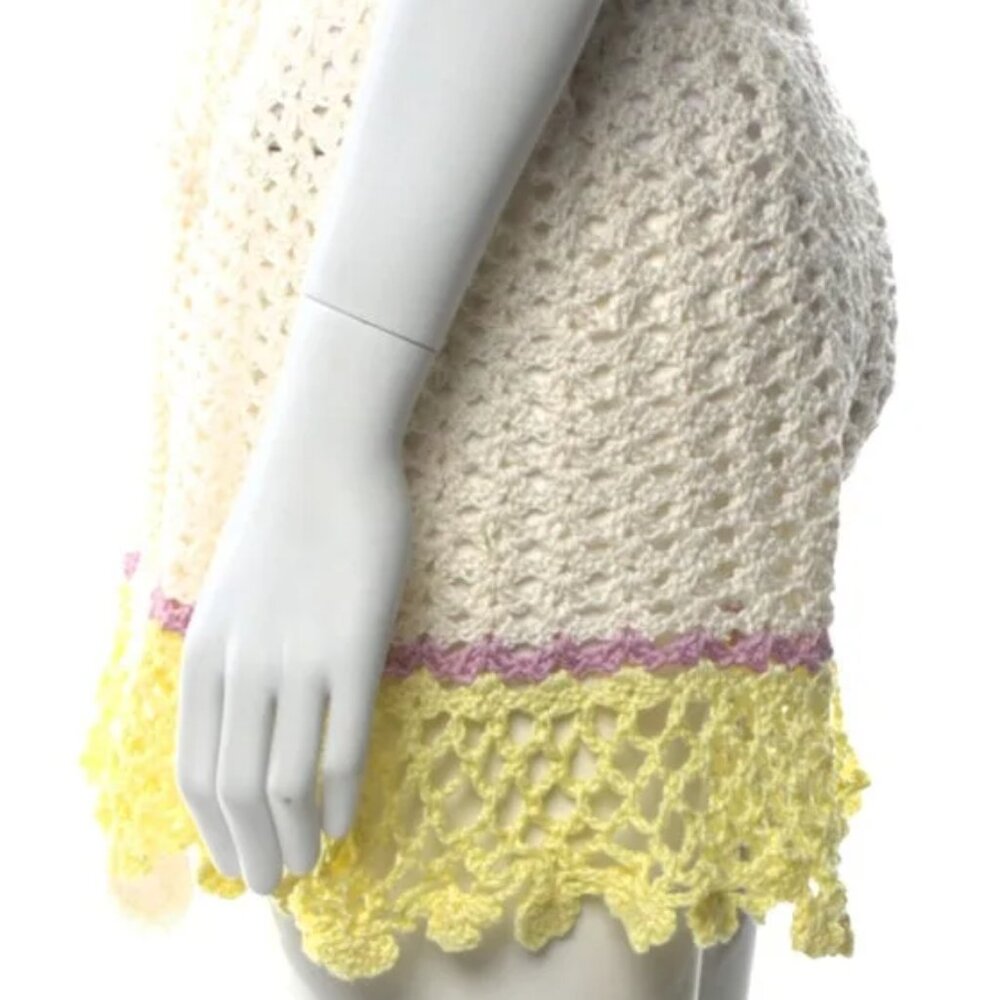 Andreeva High Rise Cotton Crochet Mini Shorts, Resort Wear, Size Medium - Picture 6 of 7